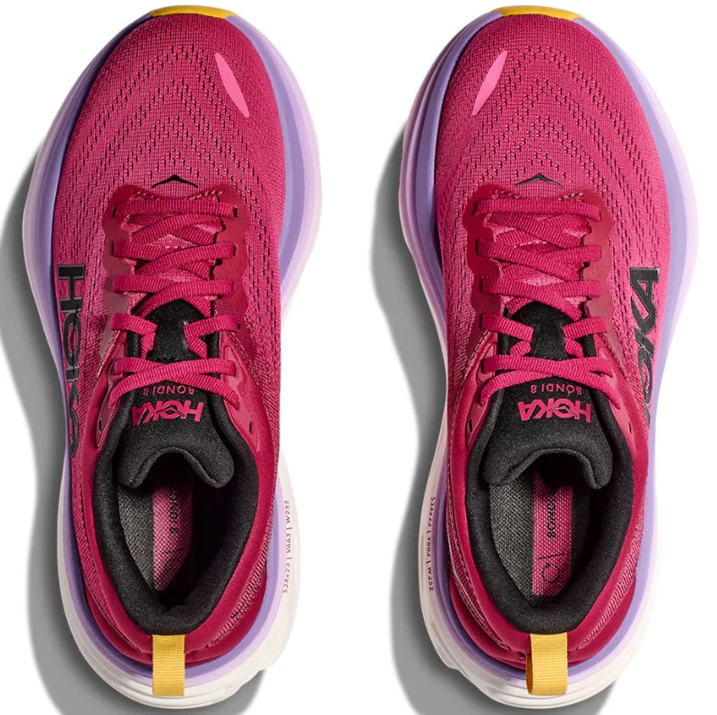 Hoka One One Women's Bondi 8 Running Shoes Cherries Jubilee/Pink Yarrow-6